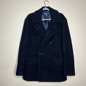 Polo Ralph Lauren Black Wool Melton Peacoat Mens Size Large MSRP $798